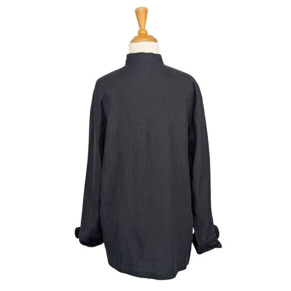 Daniela Gerini M IT 44 Black Linen Chefs Jacket NWT VTG Atelier Y2K Fits L XL - Picture 6 of 8